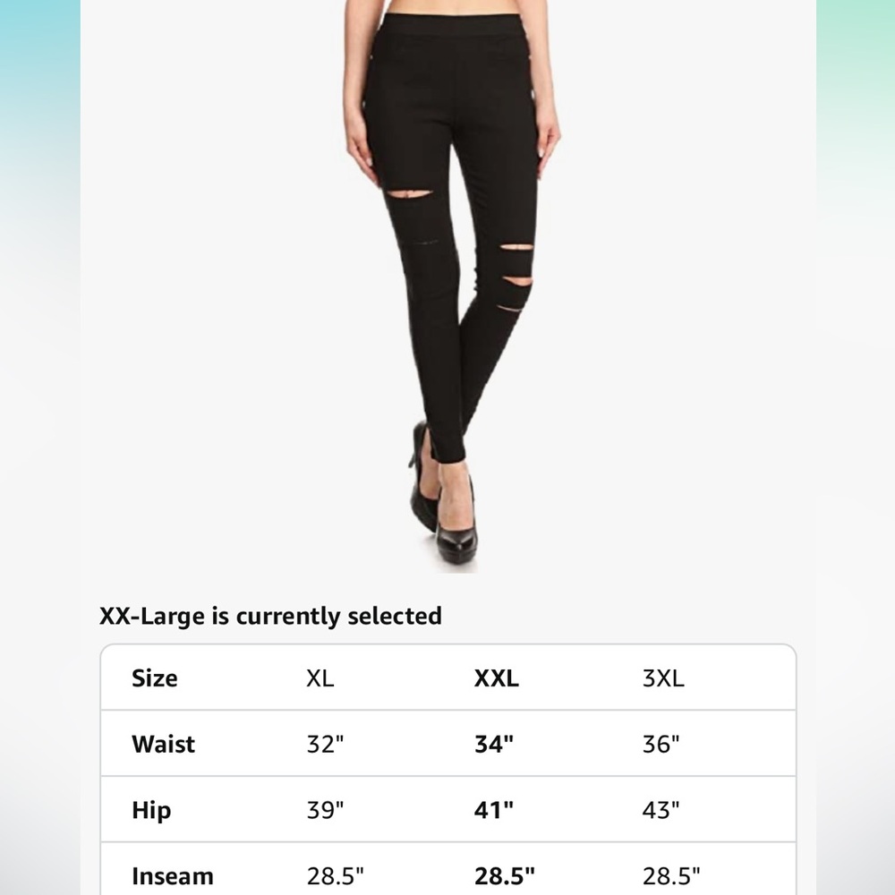 NEW Black Ripped Leggings “jeggings” - Picture 4 of 5